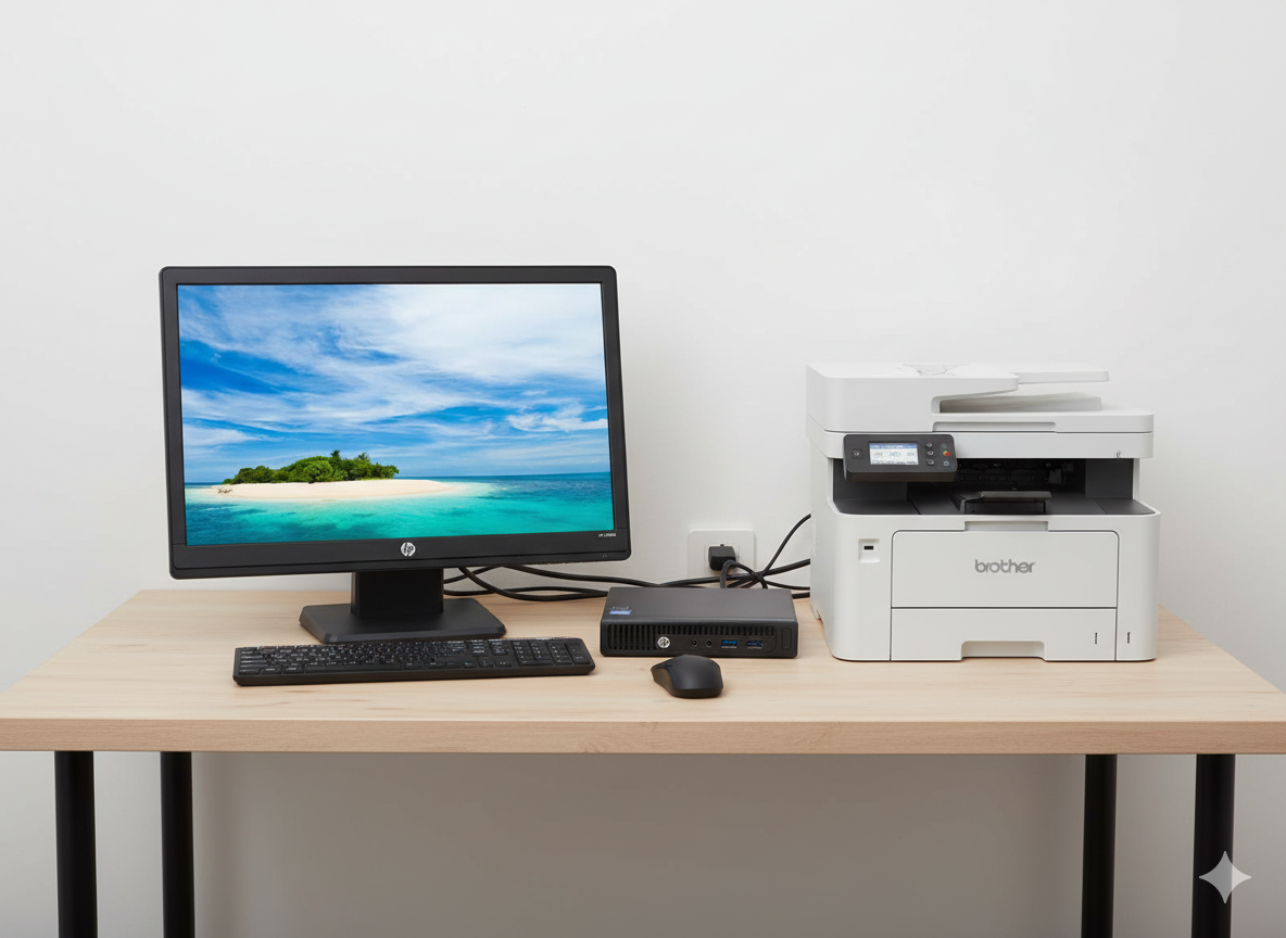 HP EliteDesk 800 G2 ,HP LV1911 MONITOR ,Brother DCP t220 Printer