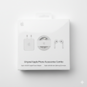 Original Apple phone Accessories Combo (Apple 5W USB Original Power Adapter, Apple Lightning Charging cable, Apple EarPods with Lightning Connector)