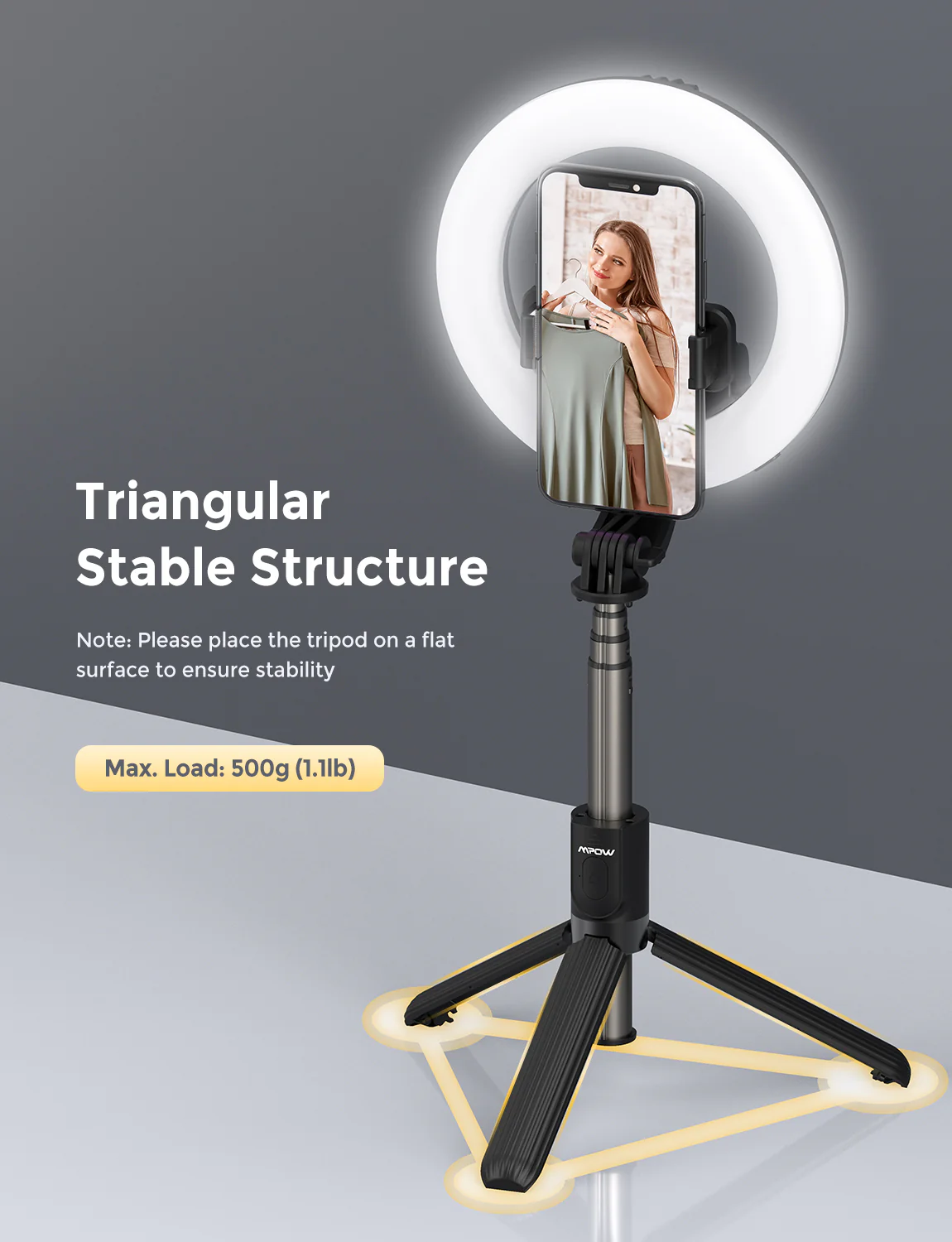MPOW LED Ring Light with Selfie Tripod Stand & Phone Holder (PA213B)