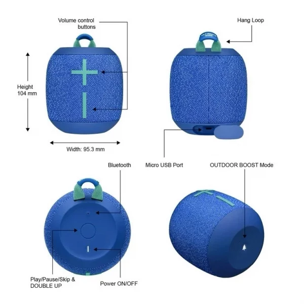 ULTIMATE EARS WONDERBOOM 2, Bluetooth Speaker, Waterproof